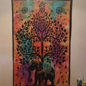 Tye-dye elephant tapestry